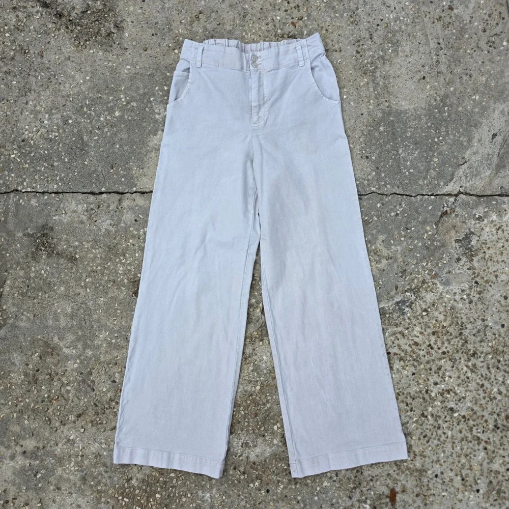 Young Fabulous Broke Ryker Pants Size Medium Beige Wide Leg Neutral Khaki Tan‎